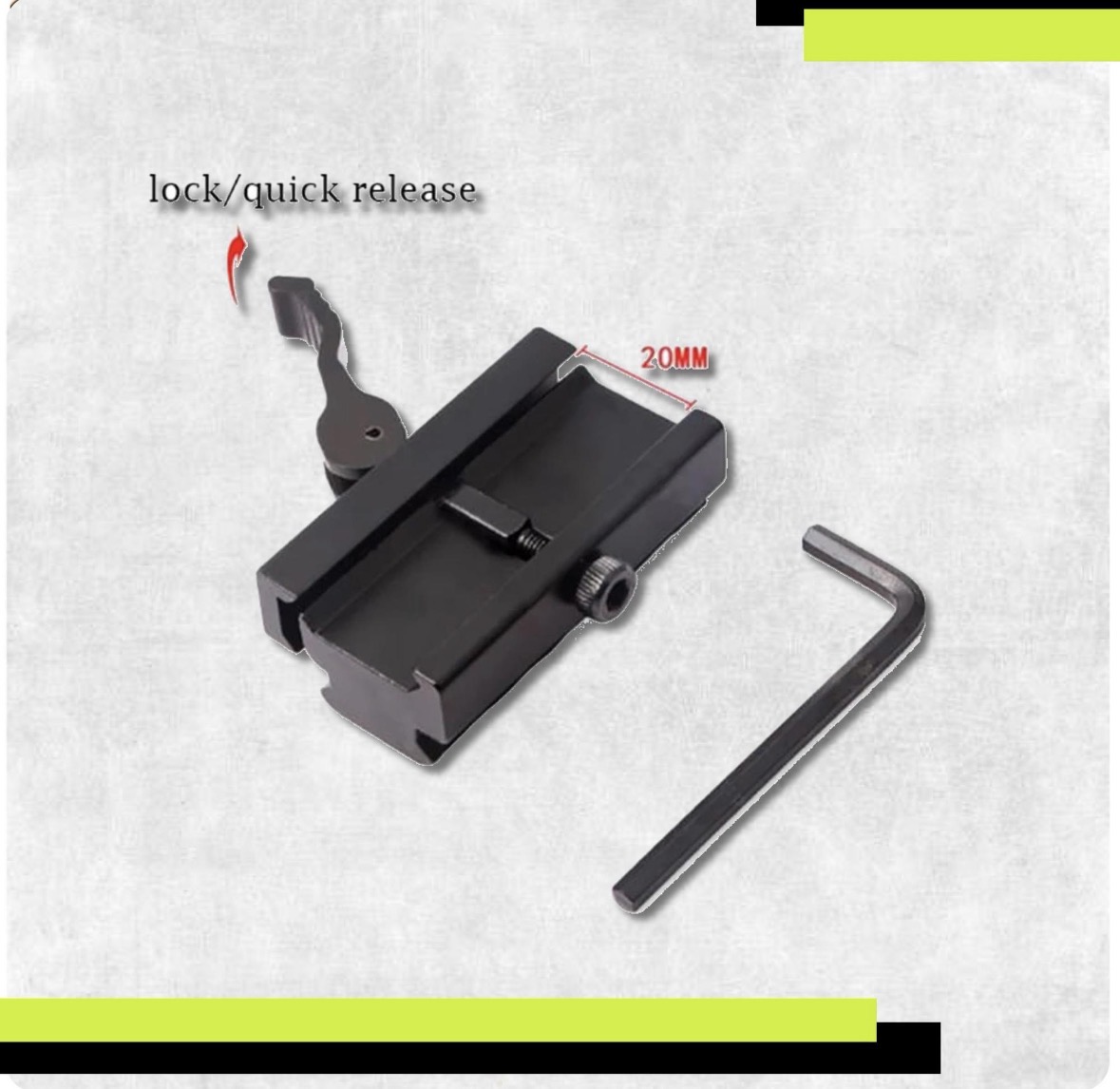 Rail adapter quickrelease Rail riser mount 20mm - 22mm adapter bipod tripod ke senapan pcp atau rail peninggi thumbnail 3