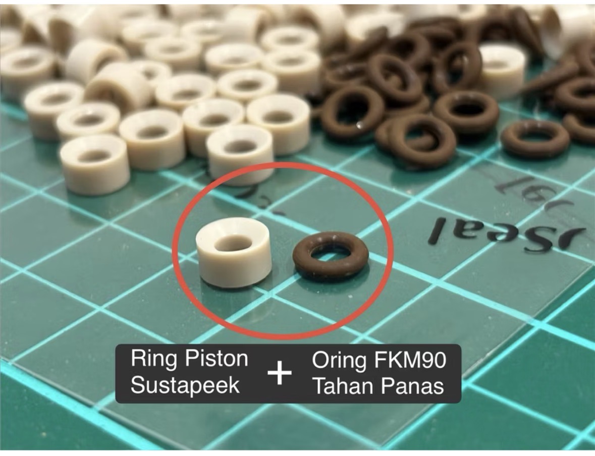 Ring Piston pompa pcp Bahan Sustapeek + Oring Seal FKM90 Tahan Panas Part piston pompa ring piston pompa pcp high pressure